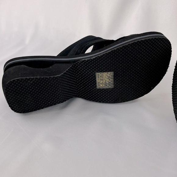 Skechers Somethin' Else Platform Thong Wedge Sandals Black Size 9 - Picture 6 of 15